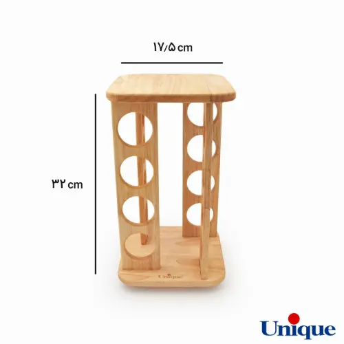 ست جا ادویه ای گردان مربع چوبی یونیک 16 تایی UN-6112
