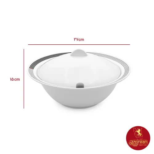 سوپ خوری چینی زرین هتلی 49 با شیار ملاقه 1650 سی سی طرح وگاس