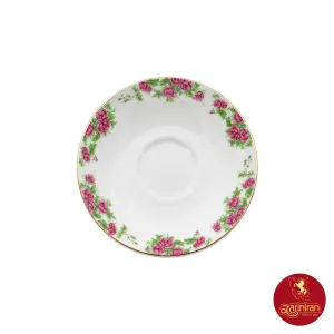 نعلبکی زیر استکانی چینی زرین دوری سایز ۱۳ طرح بیدگل ۶ عددی