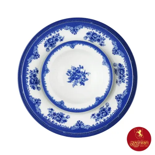 سرویس چینی زرین ایتالیا اف فلورانس سرمه ای 6 نفره 28 پارچه