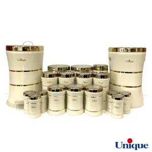 سرویس یونیک 18 پارچه کمرباریک خطی کرم طلا UN-4690