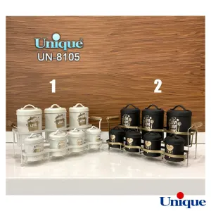 ست ادویه یونیک 7 عددی پایه دار درب فلزی UN-8105