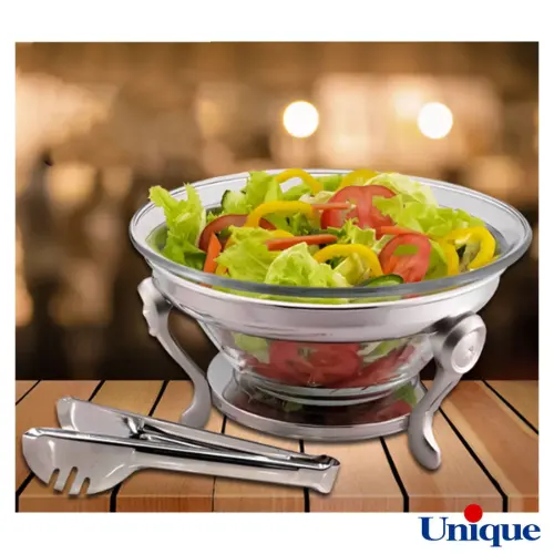 سالادخوری یونیک با انبر نگین دار نقره ای UN-3618
