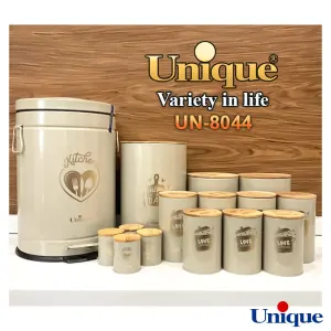 سرویس آشپزخانه یونیک 15 پارچه UN-8044 طوسی روشن