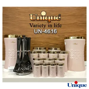 سرویس آشپزخانه 15 پارچه یونیک ونیز کرپ طلایی UN-4616