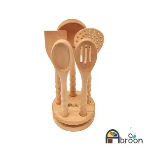 سرویس کفگیر و ملاقه آبرون چوبی 6 پارچه AW510