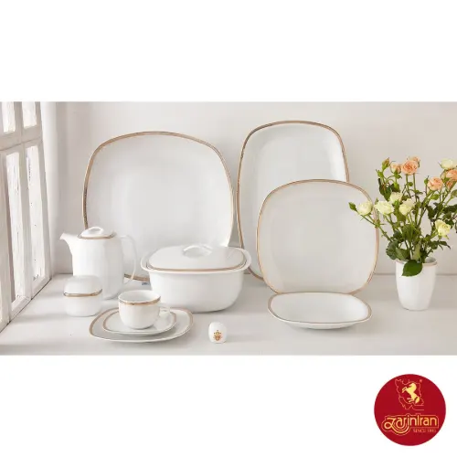 سرویس چینی زرین کواترو طرح ریوا طلایی 12 نفره 98 پارچه