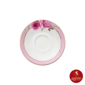 نعلبکی زیر استکانی چینی زرین طرح رزفلاور سایز 13 دوری 6 عددی