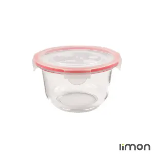 ظرف شیشه ای گرد دربدار 1.2 لیتری لیمون