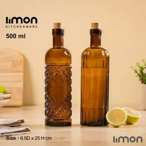 بطری آبلیمو خوری درب چوب پنبه ای قهوه ای لیمون