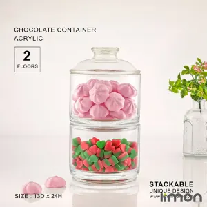 ظرف شکلات خوری 2 طبقه اکرولیک لیمون