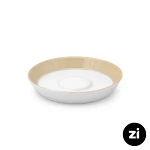 نعلبکی زیر استکانی چینی زرین (Zi) فرم اس سایز 15 طرح پاستل کرم