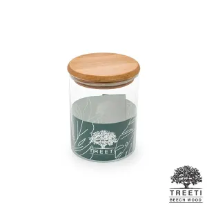 بانکه ادویه شیشه ای با درب چوبی تیریتی قطر 10 ارتفاع 10 مدل G 5010