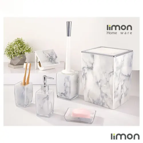 ست سرویس بهداشتی لیمون 2 جداره کلاسیک طرح ماربل