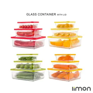 ست ظرف شیشه ای لیمون درب دار مستطیل 6 پارچه