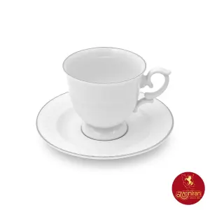 سرویس چای خوری چینی زرین نئوکلاسیک طرح بادیانس طوسی 12 پارچه