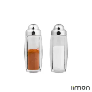 نمک پاش ساده دو عددی درب کروم لیمون