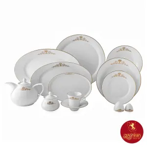 چینی زرین سرویس 12 نفره شهرزاد طرح کوئین طلایی 81 پارچه