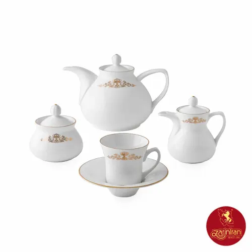 چینی زرین سرویس 12 نفره شهرزاد طرح کوئین طلایی 81 پارچه