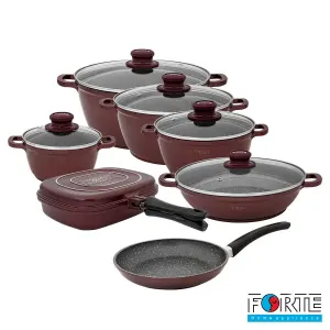 سرویس قابلمه گرانیتی 14 پارچه فورته Forte مدل پریما بادمجانی