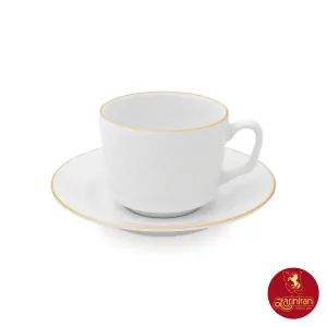 سرویس چای خوری چینی زرین رادیانس طرح زرین لب طلایی 12 پارچه