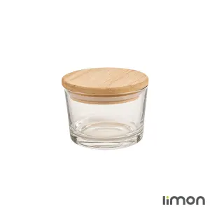 ظرف شیشه ای دربدار کادویی درب چوبی لیمون با طراحی کاربردی