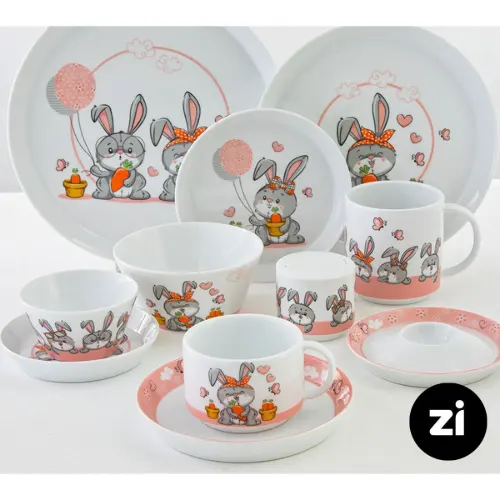 بشقاب تخت چینی زرین (Zi) فرم اس هپی ربیت سایز 15