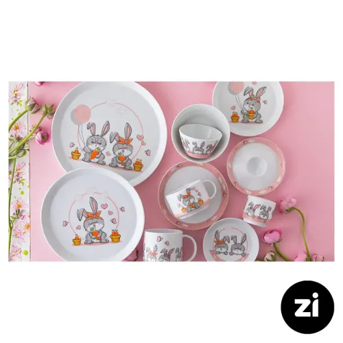 بشقاب تخت چینی زرین (Zi) فرم اس هپی ربیت سایز 15