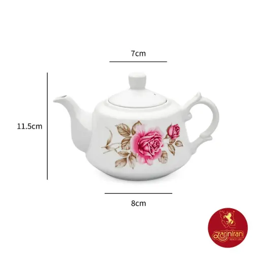 چینی زرین قوری لندنی طرح رزفلاور پلاتینی