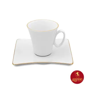 سرویس چای خوری چینی زرین وینچی طرح زرین لب طلایی 12 پارچه