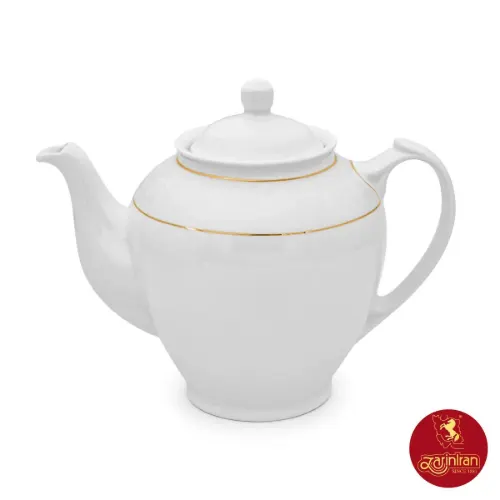قوری چای هیئتی چینی زرین طرح سپید صدف