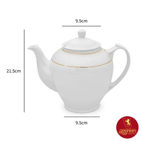 قوری چای هیئتی چینی زرین طرح سپید صدف