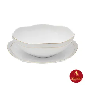 چینی زرین سرویس قاب و قدح هگزان طرح سپید صدف