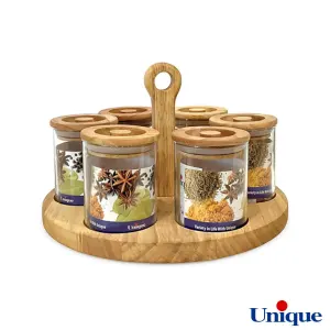 ست جاادویه گردان چوبی یونیک گرد 6 تایی UN-6124