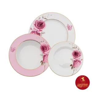 سرویس چینی زرین ایتالیا اف طرح رزفلاور 18 پارچه