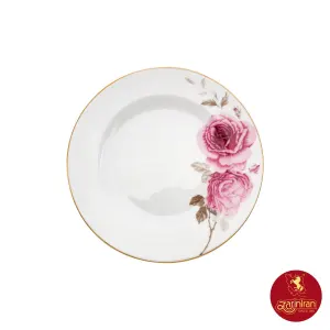 بشقاب پیش دستی چینی زرین ایتالیا اف طرح رزفلاور 6 عددی سایز 19