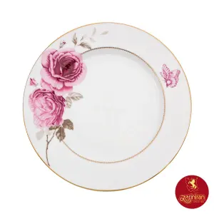 بشقاب تخت چینی زرین ایتالیا اف طرح رزفلاور 6 عددی سایز 25