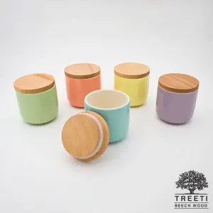ظرف ادویه سرامیکی رنگی با درب چوبی تیریتی  CE 2218