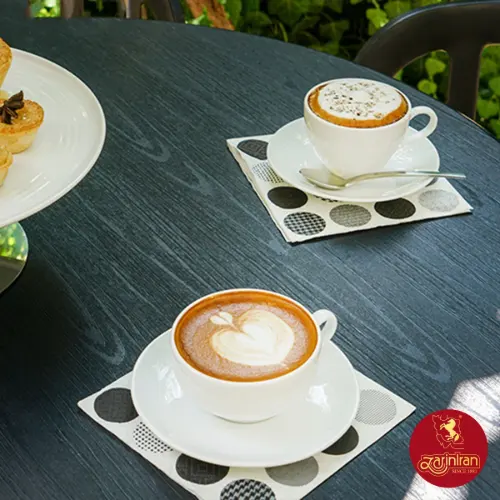 خرید فنجان و نعلبکی کاپوچینو، لاته چینی زرین سفید