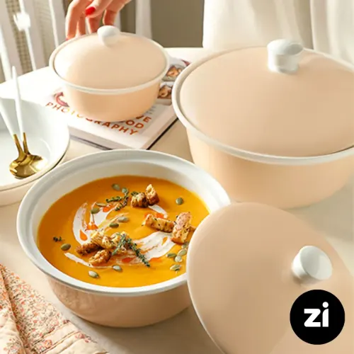 قابلمه چینی زرین مارک زی Zi پاستل طوسی سایز 26