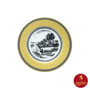 بشقاب پیش دستی چینی زرین ایتالیا اف طرح ویلیج 6 عددی سایز 19