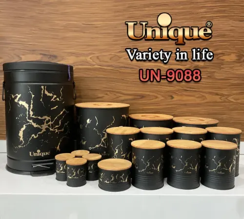 سرویس آشپزخانه 16 پارچه یونیک فانتزی الیزابت مشکی ماربل طلایی UN-9088