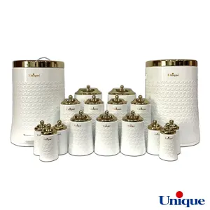 سرویس آشپزخانه 17 پارچه یونیک گلکسی سفید در طلا UN-4621