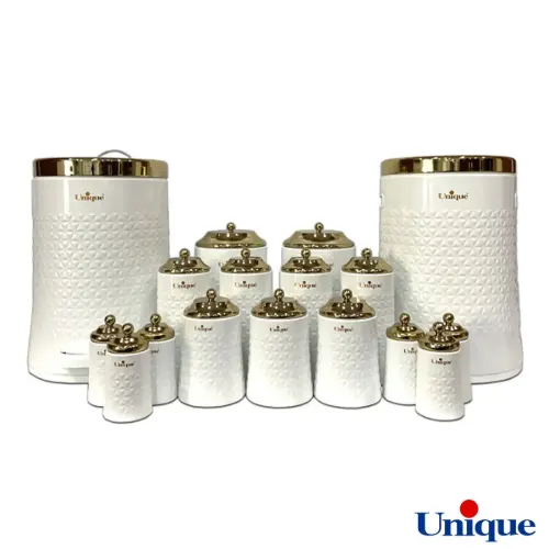 سرویس آشپزخانه 17 پارچه یونیک گلکسی سفید در طلا UN-4621