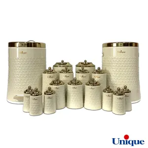 سرویس آشپزخانه 17 پارچه یونیک گلکسی کرم در طلا UN-4623