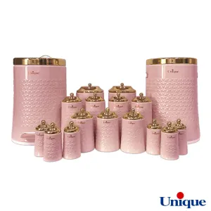 سرویس آشپزخانه 17 پارچه یونیک گلکسی صورتی مات در طلا UN-4627