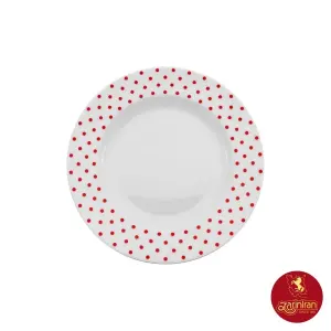 بشقاب پیش دستی چینی زرین ایتالیا اف طرح اسپاتی قرمز 6 عددی سایز 19