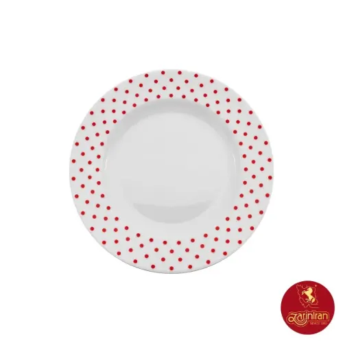 بشقاب پیش دستی چینی زرین ایتالیا اف طرح اسپاتی قرمز 6 عددی سایز 19