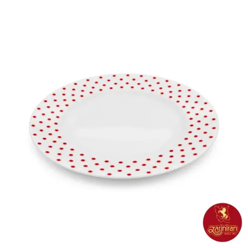 بشقاب پیش دستی چینی زرین ایتالیا اف طرح اسپاتی قرمز 6 عددی سایز 19