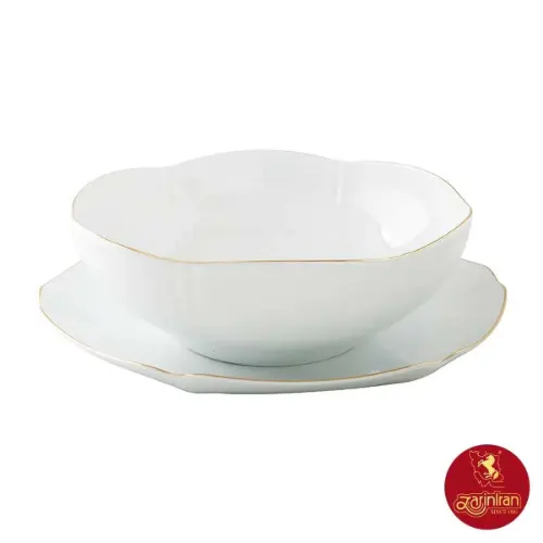 سرویس قاب و قدح چینی زرین هگزان طرح زرین لب طلایی
